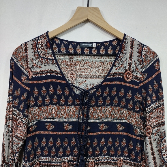 Earthbound Trading Boho Dress Women's L Multicolor Retro 90s Y2K Artsy Cottageco - Picture 2 of 8